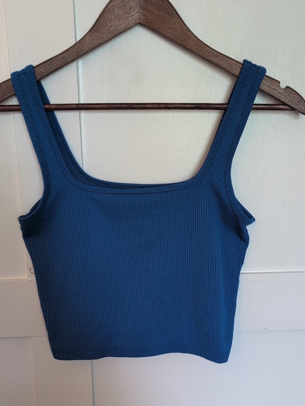 Hollister Ribbed Square-Neck Tank Top — Blue